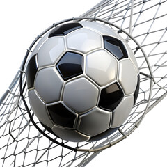 Naklejka premium Goal! Soccer ball in the net isolated on white background