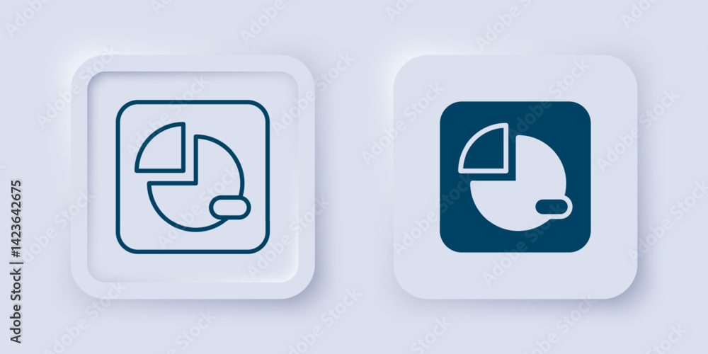 Aufkleber filled and outline pie chart infographic icon isolated on grey background. diagram chart sign. squar