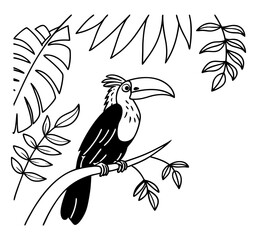 Hoatzin Silhouette Vector Line Art Vector Illustration