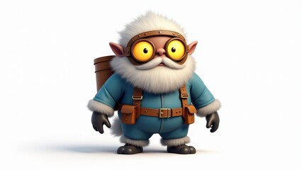 Cartoon Gnome Character With Aviation Goggles
