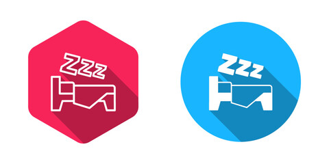 Filled and outline Time to sleep icon isolated with long shadow background. Sleepy zzz. Healthy lifestyle. Vector