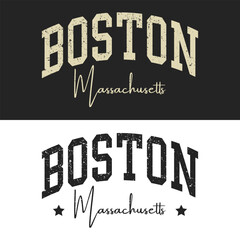 Boston hand lettering with map design vector, Boston text vector typography design	