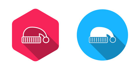 Filled and outline Sleeping hat icon isolated with long shadow background. Cap for sleep. Vector