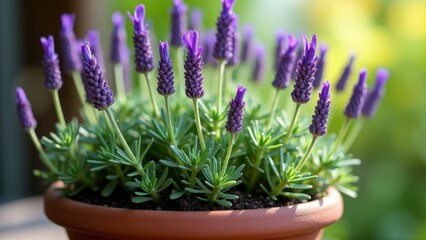Fototapeta premium Lavender Plant Growing In Terracotta Pot