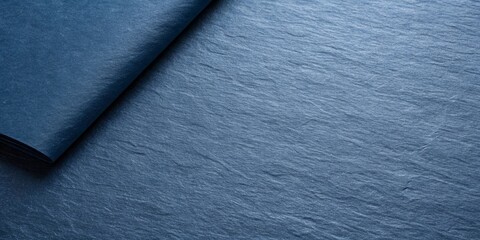 Dark Slate Blue Paper Texture with Natural Fiber Surface – Folded Minimal Background