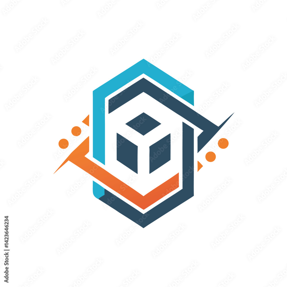 Poster minimalist logo design for a web development and design firm featuring geometric shapes and modern c