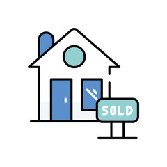 Sold Homes vector icon stock illustration