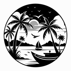 tropical island with palm trees