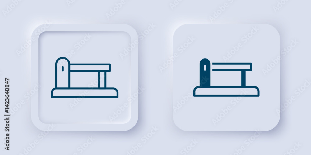 Poster filled and outline railway barrier icon isolated on grey background. square button. vector