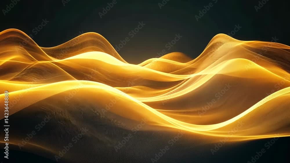 Poster golden waves dance gracefully under a shimmering light at the twilight hour creating an enchanting a