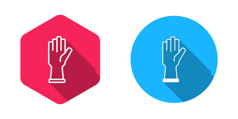 Filled and outline Protective gloves icon isolated with long shadow background. Vector