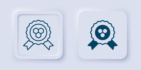 Filled and outline Honey award icon isolated on grey background. Honey medal. Square button. Vector