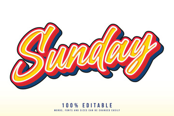 Sunday text effect editable. Editable Sticker text effect vector