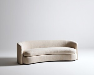 Obraz premium Elegant curved sofa in minimalist setting, showcasing modern design against a soft background