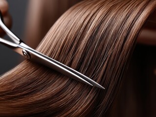 A section of hair being expertly cut with precision shears - grooming makeover trendy precision