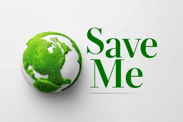 Clean white background with green Earth and small &acirc;&euro;&oelig;Save Me&acirc;&euro; text