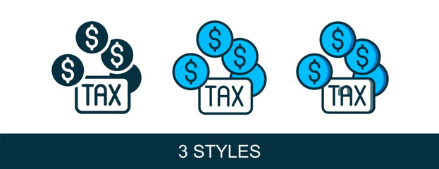 Filled outline Tax payment icon isolated on white background. Vector