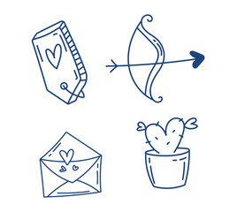 Doodle valentines day element set
