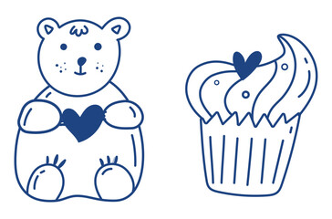 Doodle valentines day element set