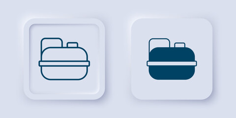 Filled and outline Canister for gasoline icon isolated on grey background. Diesel gas icon. Square button. Vector