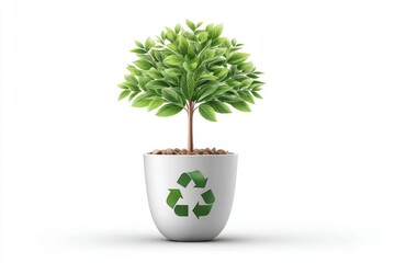 Flat vector of a tree growing from a recycling symbol