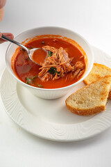 Hot and delicious soup with spices
