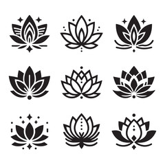 lotus set icon illustration icon design