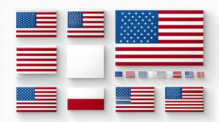 American Flag Elements in Infographic Style for Visual Design Projects