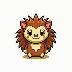 Fototapeta premium Hand drawn Cartoon Porcupine Animal Vector Hand Drawn Illustration Isolated On Transparent Background