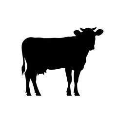 Cow silhouette. Vector black illustration on white background