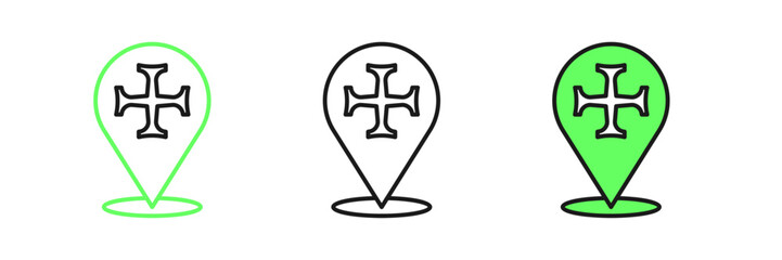 Obraz premium Set line Crusade icon isolated on white background. Vector