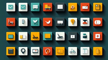 Flat Icon Set for Business and E-commerce