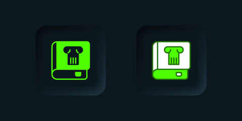 Green History book icon isolated on black background. Black square button. Vector