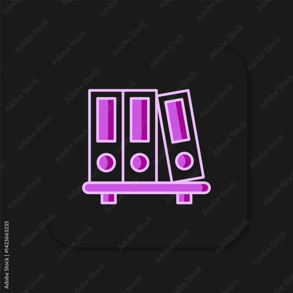 Poster filled outline office folders with papers and documents icon isolated on black background. office bi