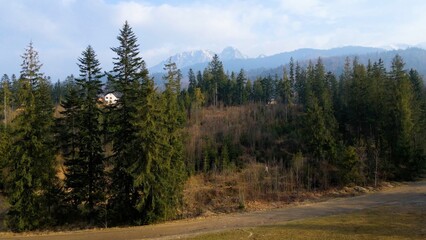mountain top rocks view from above Zakopane Poland