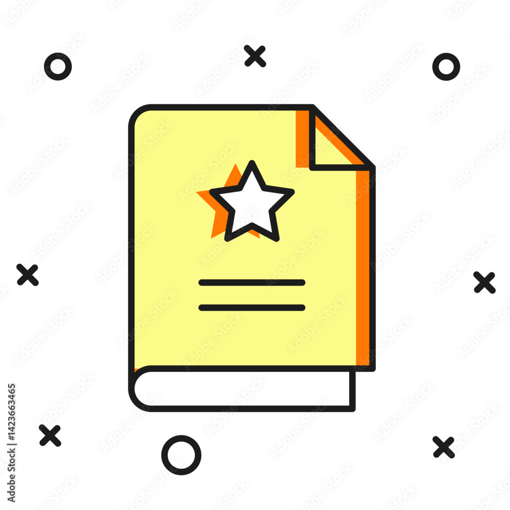 Poster filled outline scenario icon isolated on white background. script reading concept for art project, f