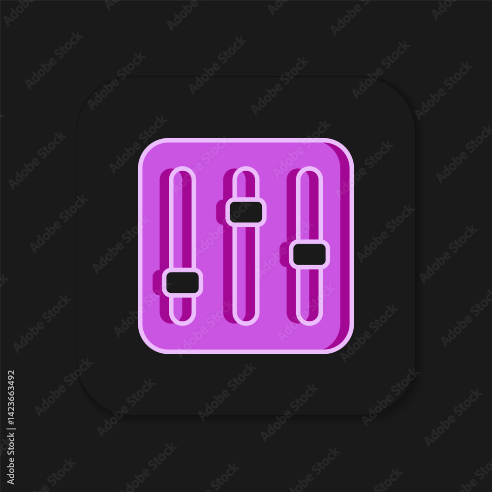 Poster filled outline sound mixer controller icon isolated on black background. dj equipment slider buttons