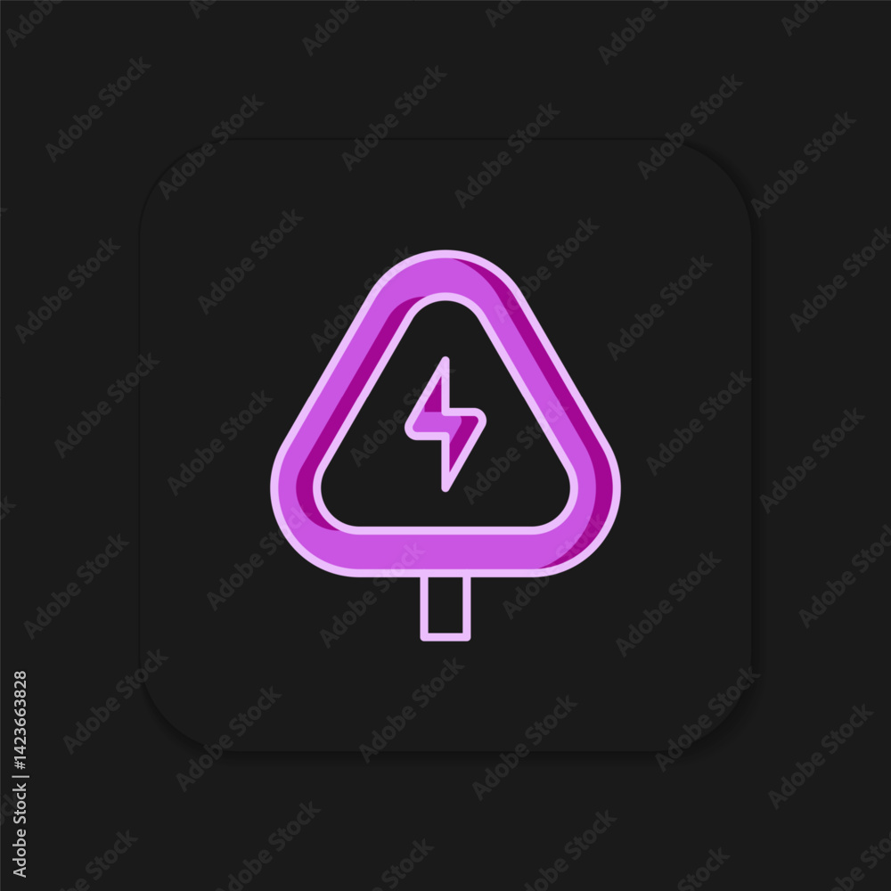 Poster filled outline high voltage sign icon isolated on black background. danger symbol. arrow in triangle