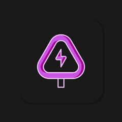 Filled outline High voltage sign icon isolated on black background. Danger symbol. Arrow in triangle. Warning icon. Flat filled outline style with shadow. Vector