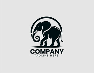 Obraz premium Elephant Walking in Profile Vector Logo Design