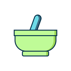 Filled outline Mortar and pestle icon isolated on white background. Flat filled outline style with shadow. Vector