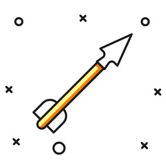 Filled outline Medieval arrow icon isolated on white background. Medieval weapon. Flat filled outline style with shadow. Vector