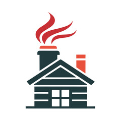 Minimalist logo design for chimney sweep service featuring a traditional chimney and stylized smoke, promoting a clean and efficient approach to home maintenance