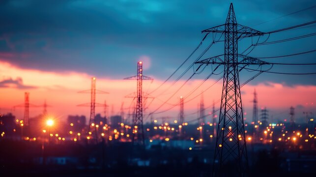 A smart power grid optimizing electricity distribution for energy efficiency.