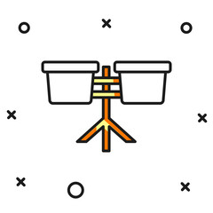 Filled outline Bongo drum icon isolated on white background. Musical instrument symbol. Flat filled outline style with shadow. Vector