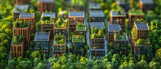 Sustainable urban living with green buildings and�solar energy.