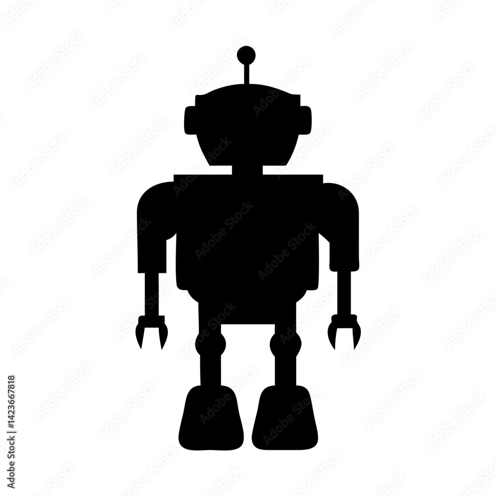 Poster isolated retro robot vector illustration for ai technology and futuristic design concept