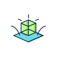 Filled outline 3d modeling icon isolated on white background. Augmented reality or virtual reality. Flat filled outline style with shadow. Vector