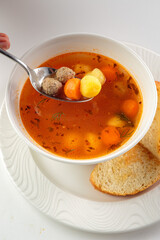 Hot and delicious soup with spices