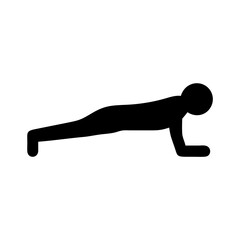 Stick figure plank exercise illustration for core strength training and fitness workout routine